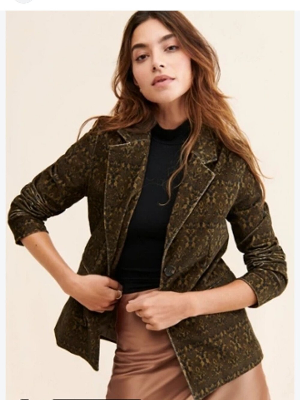DRIFTWOOD Brown Paisley Velvet Jacquard Blazer Boho Western
